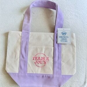 Purple and Cream Canvas Tote Bag